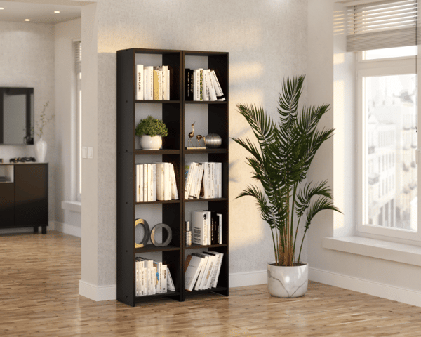 Office Kirjahylly Musta 40 CM 5 hyllyä Lelupylväs olohuoneeseen