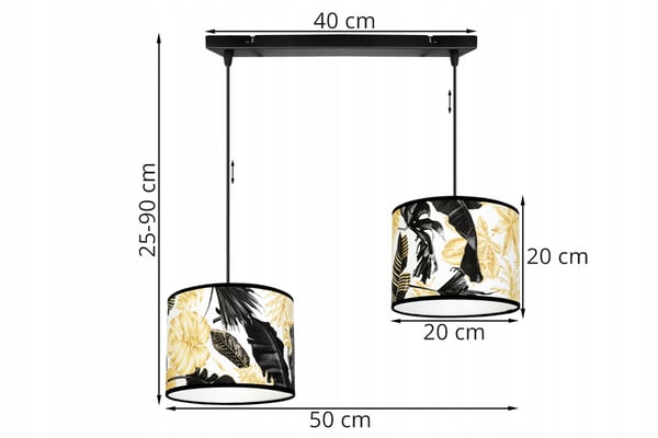 Lofthængende lampe, lampeskærm, gyldne blomster, LED