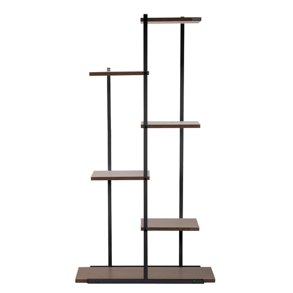 Metal stående blomsterstander, 6 hylder, sort, moderne, 113 cm, loft