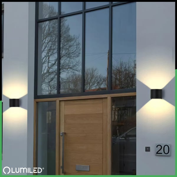 Vägglampa för utomhus LED 2x3W 4000K justerbar upp och ner svart PINUS LUMILED