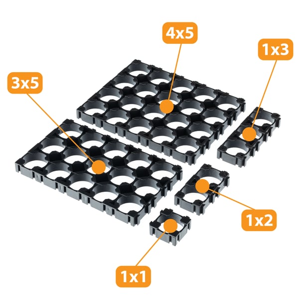 3x5 akkukotelo 15 18650 kennolle