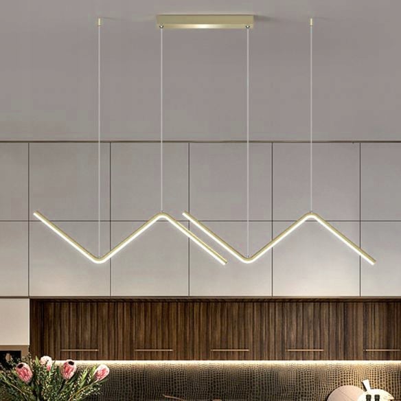 Zigzag-guld loftspendellampe med integreret LED, moderne, til køkkenø