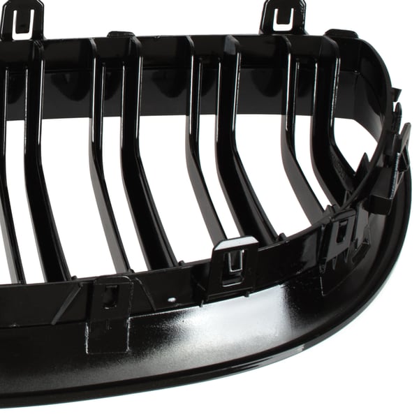 BMW 5 E60 / E61 03-10 gitter mellem forlygterne (nyrerne) venstre + højre sæt SORTE GLOSSY DOBBELTE BÅNDRIBBER