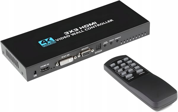 HDMI 3X3 VIDEOVÄGGSKONTROLL SPLITTER MATRIX 9 SKÄRMAR