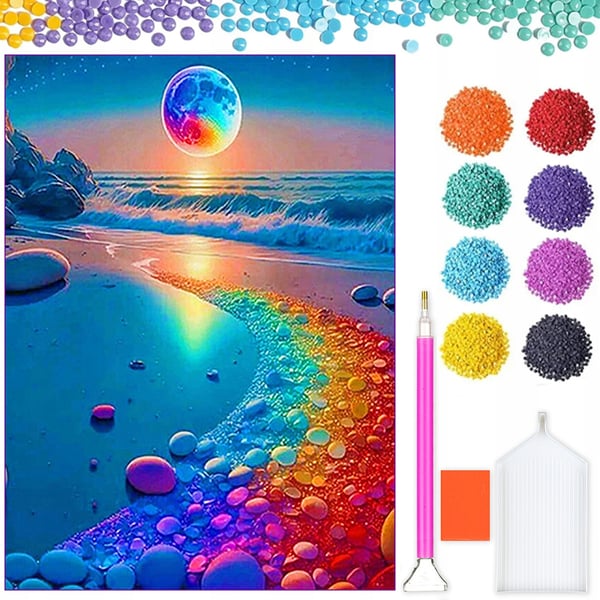 Ob_L_146 diamantmaleri 30x40 - natur, regnbue plaza