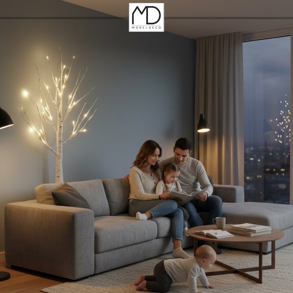 Juletræ birk LED juledekoration 180 cm 96 LED flerfarvet KOLDT