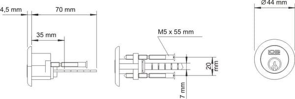 RUND CYLINDERINDSATS WT-07 MESSINGNØGLE MED HÆTTE - MP WK T-07