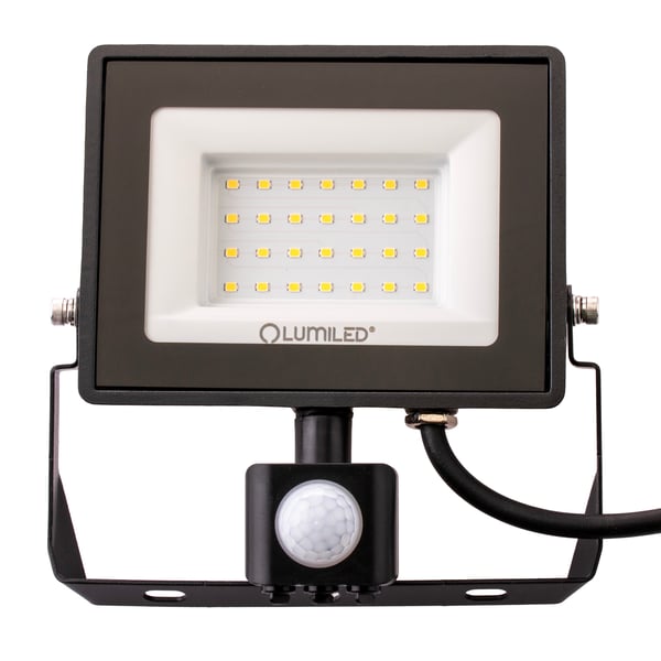 LED-strålkastare ZUNA2 30W 2700lm 4000K IP44 svart rörelsesensor LUMILED