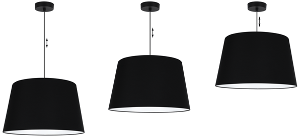 GAJA HÆNGELAMPE KEGLET SORT 1 FLAD SORT LAMPESKÆRM 44CM