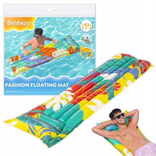 Oppustelig madras over vandet til svømning, liggestol 183x69 cm til stranden, sommer, bestway