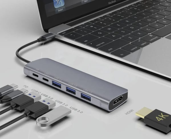 HUB USB-C HDMI 4K USB 3.0 Gen 1 med PD-strömförsörjning 100W