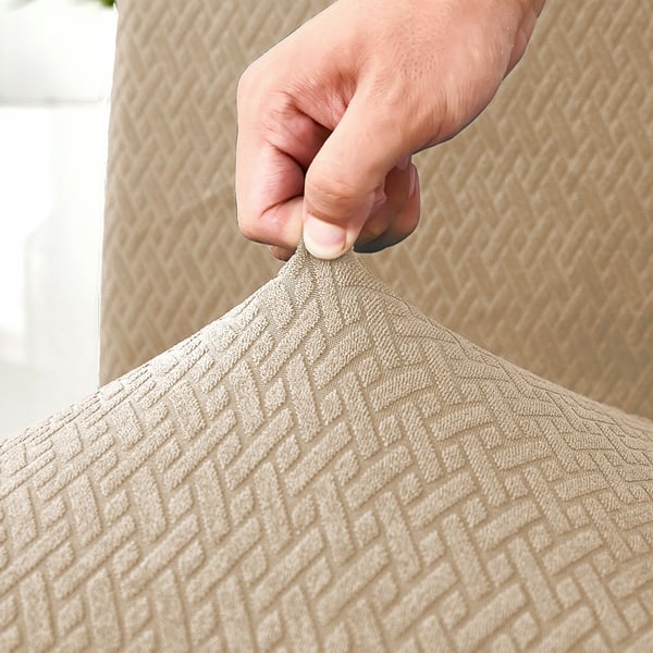 Beige elastiskt jacquard stolskydd
