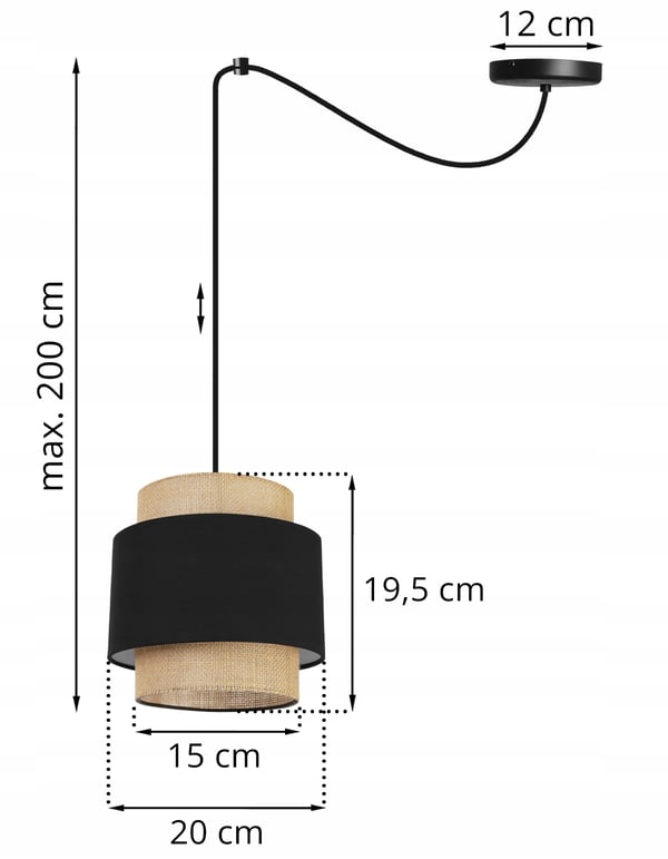 Hængende lampe, loftslysekrone, lampeskærm, boho juta