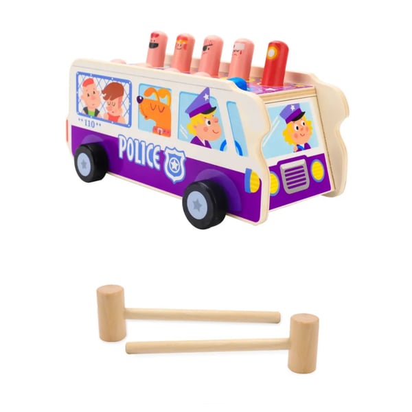 Puinen Montessori-aistitaitopeli poliisiautolla