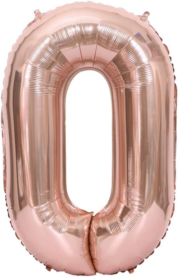 Stor folieballon til jubilæum fødselsdag nummer 0 rosaguld 100 cm