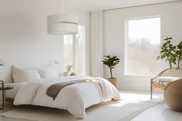 DUO HÆNGELAMPE I HØR, HVID, 1 FLAD LAMPE, BEIGE, LAMPESKÆRM, L01, 40 CM