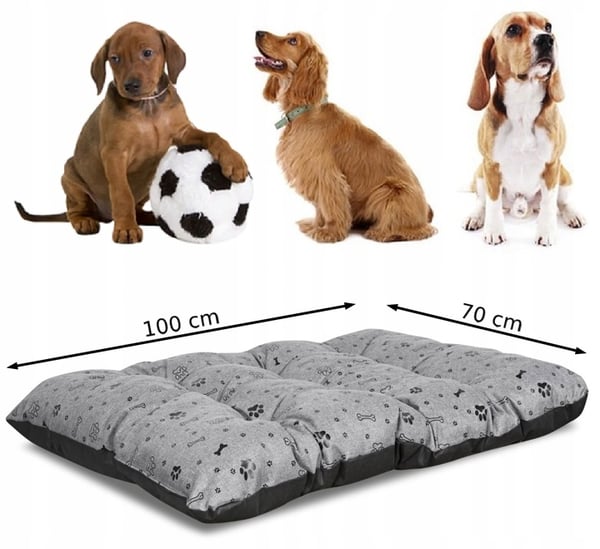 Hundeseng pude PRESTIGE 100x70 cm vandtæt sorte knogler