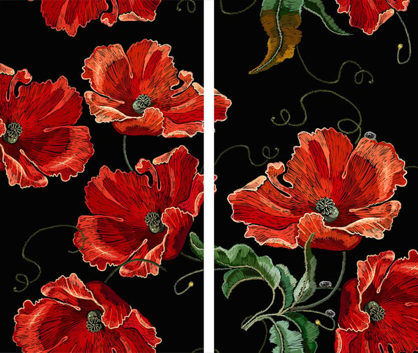 TMK ArtDeko Glas skärbräda 2x 30x52 blommor