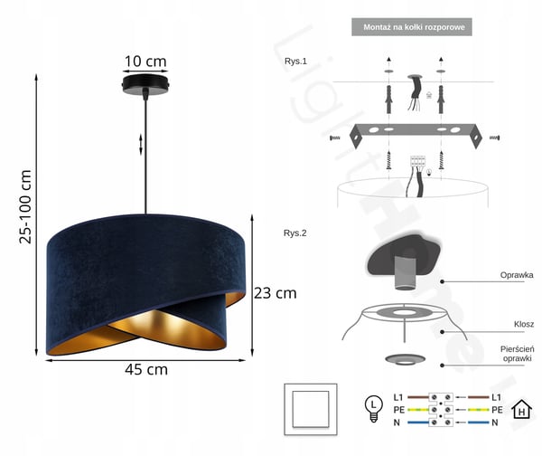 HÆNGENDE LAMPE LOFTSKRONE GYLDEN FLØJLSSKÆRM