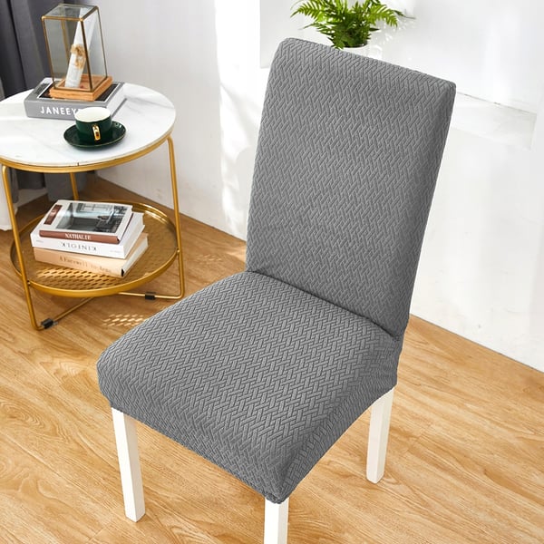 Grått elastiskt jacquard-stolskydd