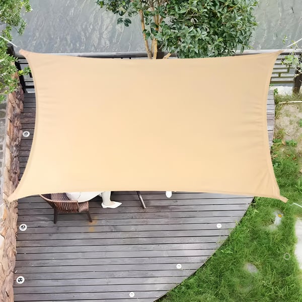 Stort premium skyggesejl vandtæt 4x6 beige UV-skyggedug