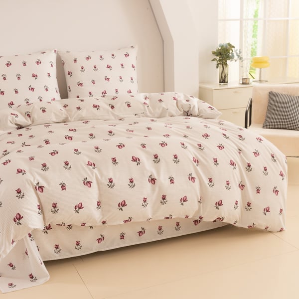 Puuvillaiset vuodevaatteet 200x200 ruusut