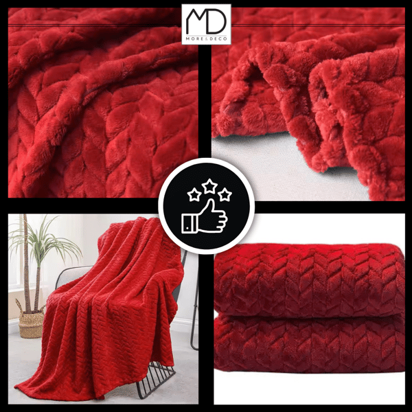 Elegant præget polyester sengetæppe 200x220 cm i rød - Den perfekte julegave fra Polen