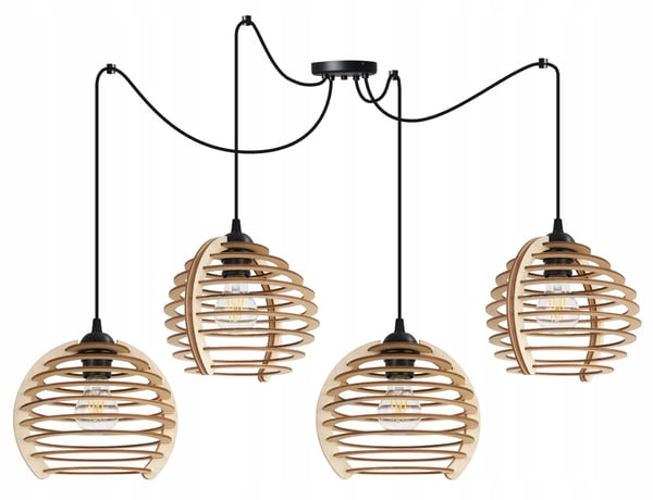 Hængende lampe, loftslysekrone, træ, LED lampeskærm