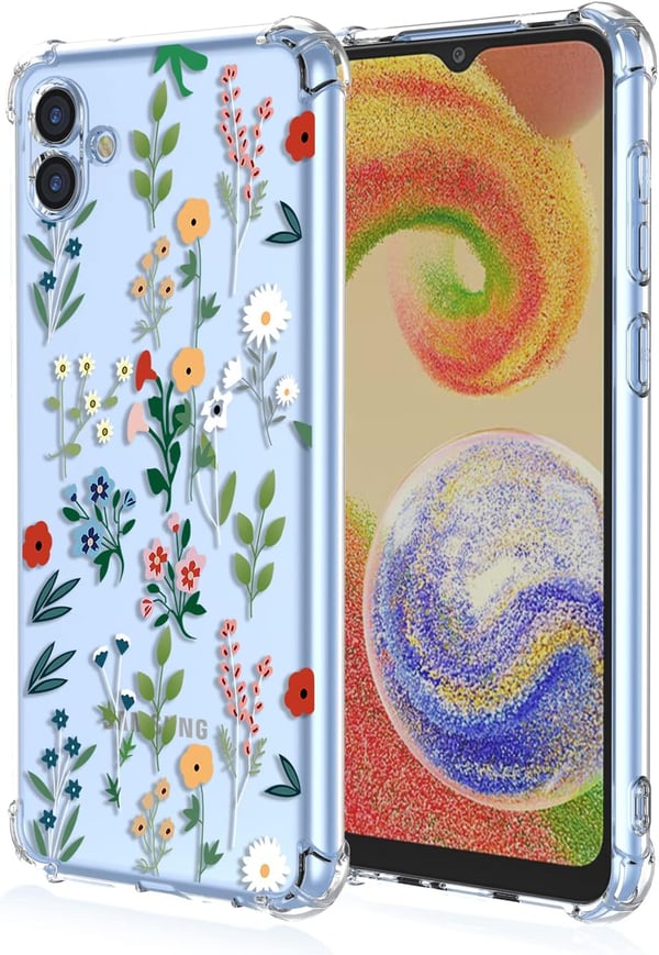 Etui til Samsung Galaxy A04, gennemsigtige farverige blomster