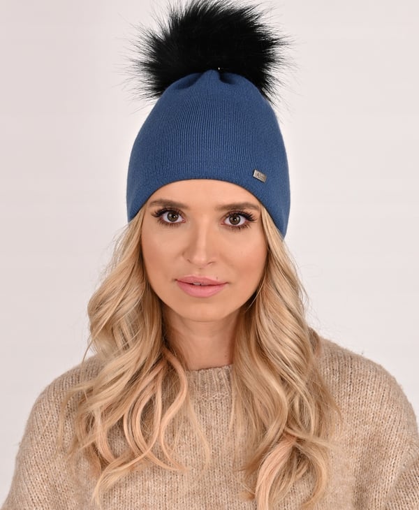 Glat varm hue med stor pompon Jeans A13