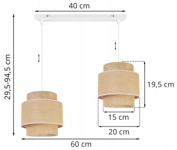 Hængende lampe, loftslysekrone, lampeskærm, boho juta