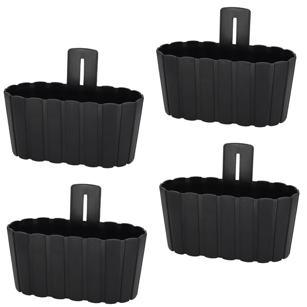 Seinälle ripustettava kukkaruukku, maalaismainen, antrasiitti, 28 cm, 4 kpl:n setti