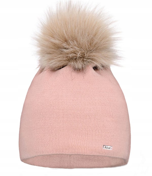 Rosa mössa med pompom, polsk tillverkning A13