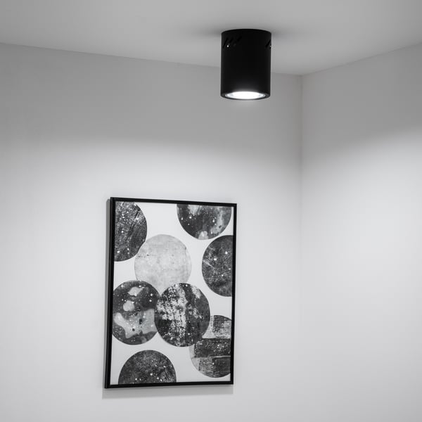 Fast rund loftslampe til påbygning APUS 13 spot TUBA sort E27