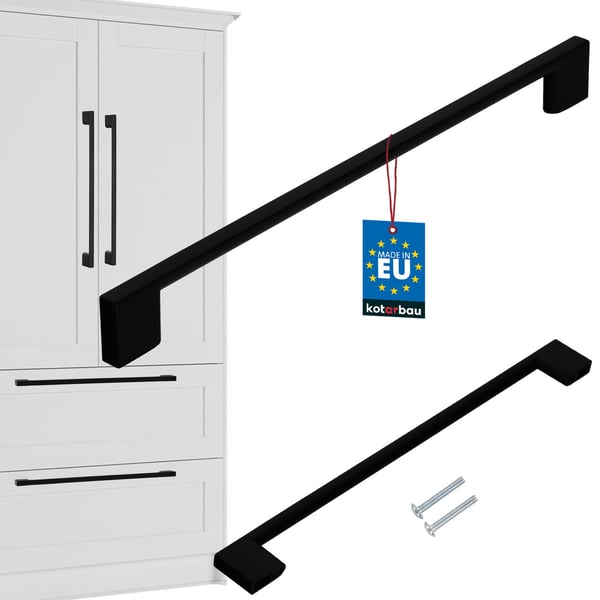 KOTARBAU køkkengreb klassisk moderne aflang mat sort 289 mm afstand 256 mm