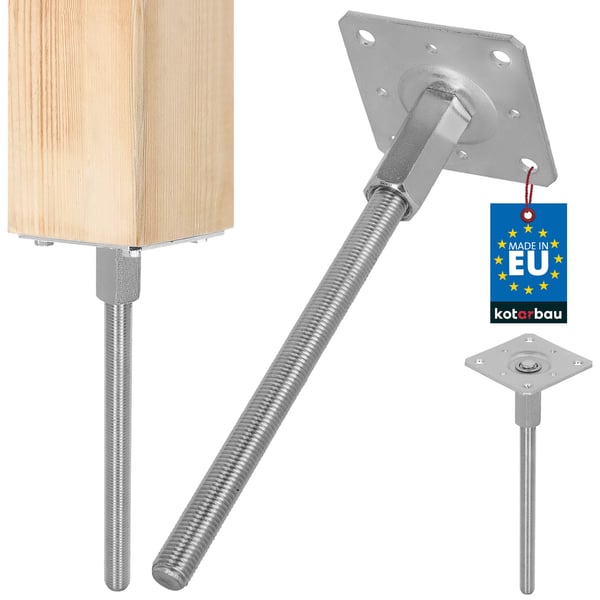 KOTARBAU Vertikalt justerbar stålstolpankare för paviljonger, skjul, staket 110 x 330 mm