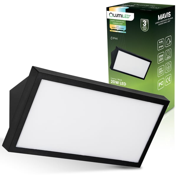 Udendørs havelampe, facadevæglampe, CCT 20W LED IP44, MAVIS LUMILED