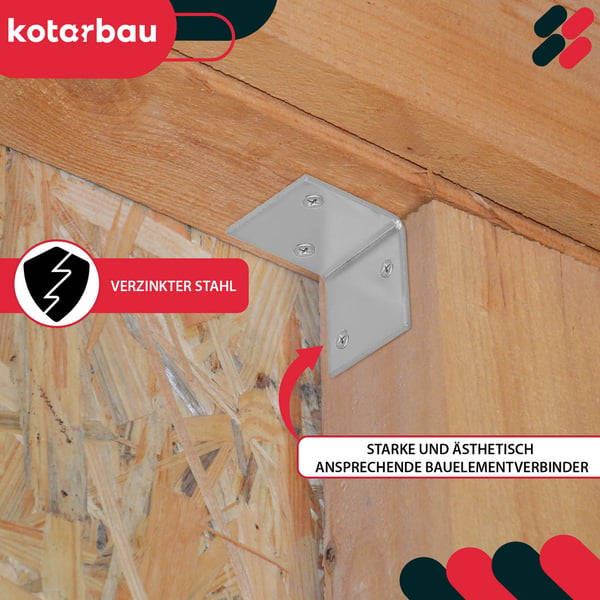 Kotarbau® Kirvesmiehen kulmaliitin ruostumatonta terästä sinkittyä 35 x 35 x 35 mm 12 kpl:n sarja