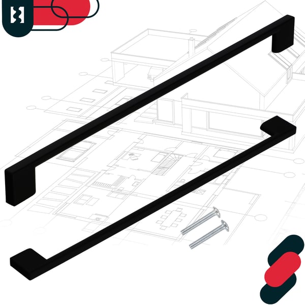 KOTARBAU køkkengreb klassisk modern aflang mat sort 358 mm afstand 320 mm