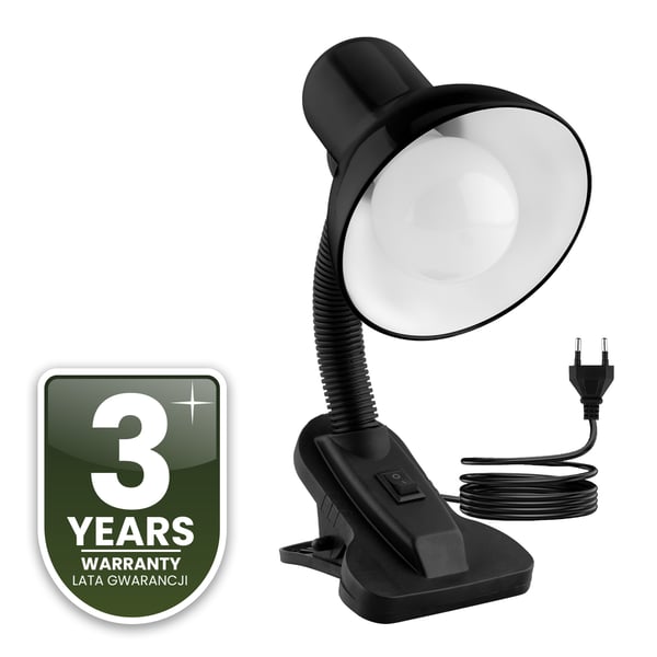 Skrivebordlampe regulerbar LIRIA skolelamp nat E27 klemme sort LUMILED