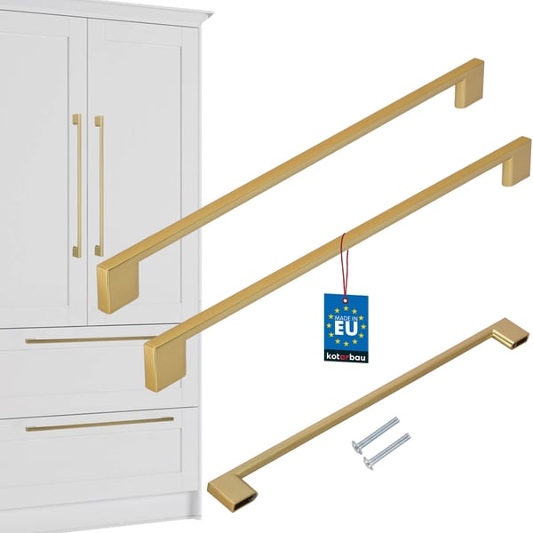Kotarbau køkkenhåndtag klassisk moderne aflang mat guld 358 mm afstand 320 mm sæt 2 stk