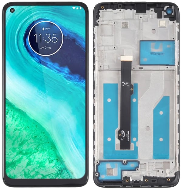 Motorola G8 XT2045-1 XT2045-2 original LCD-skärm och pekskärm renoverad svart ram