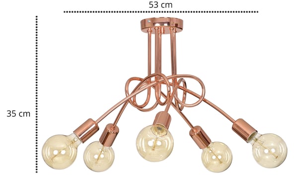 Moderne Edison loft pendellampe kobber 5x60W