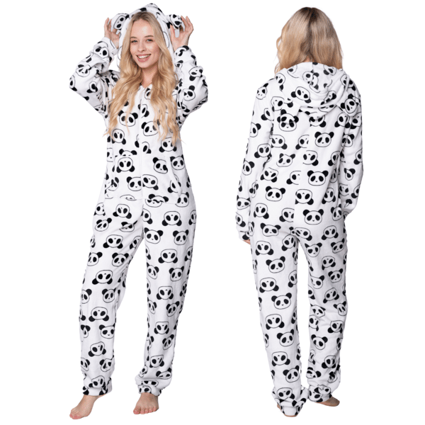 Kigurumi jumpsuit pyjama vit panda onesie kostym