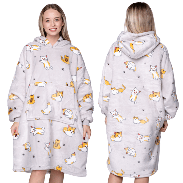 BLANKET collegepaita Ylisuuri lämmin Paksu peitto collegepaita 2in1 XXL kissakuvioinen karvainen [KB-W10]