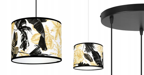 Lofthængende lampe, lampeskærm, gyldne blomster, LED