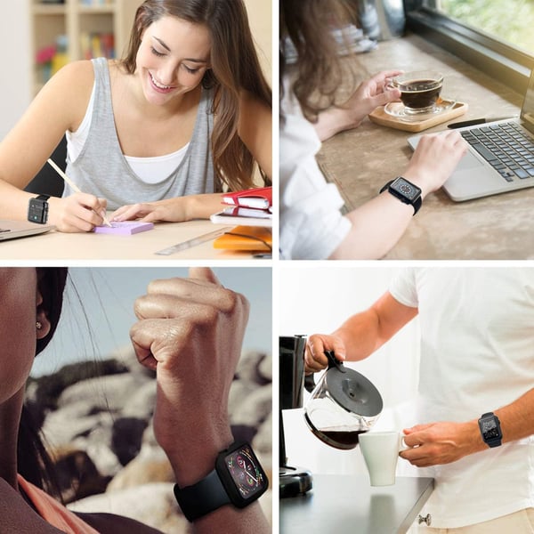 Beskyttende etui med glas til Apple Watch 4/5/6/SE 44 mm blandede farver 3 stk.