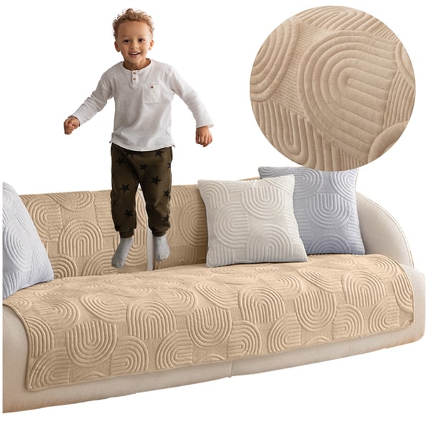 Sohvan koristealusta 90x240 cm, beige, kohokuvioitu
