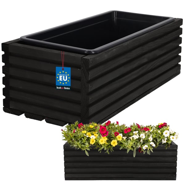 KOTARBAU® trälåda för terrass med insats svart 44 x 20 cm