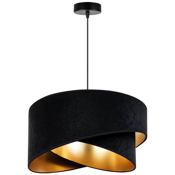 HÆNGENDE LAMPE LOFTSKRONE GYLDEN FLØJLSSKÆRM